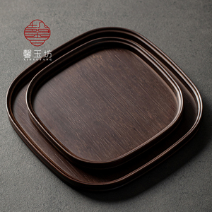 日式全竹四方形圆角托盘放茶杯水杯子茶盘家用现代小型茶海干泡台