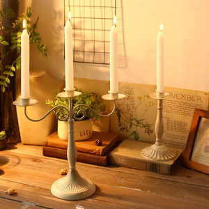 欧式复古烛台摆件家用浪漫烛光晚餐白色蜡烛托装饰品婚庆拍摄道具