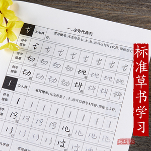 标准草书常用汉字硬笔描摹速成写法钢笔教程临摹书法练字帖