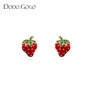 DODOGOGO可爱红色草莓水果耳钉女精致小巧耳环2024新款爆款耳饰