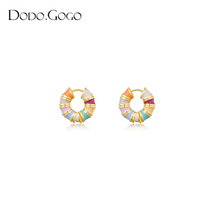 DODOGOGO彩色珐琅耳扣女法式复古简约优雅气质耳环精致甜美耳饰品