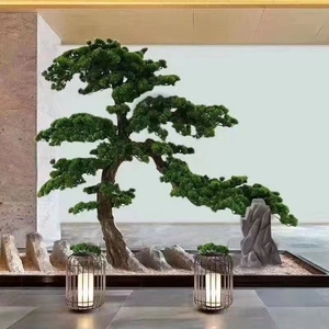 迎客松仿真树大型假树新中式造景室内外松树酒店橱窗装饰摆件绿植