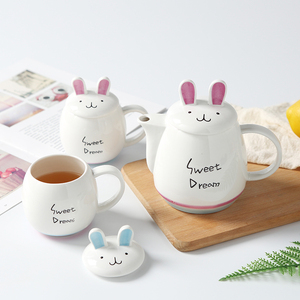 爱美惠 sweet dream创意可爱小兔子图案茶具套装一壶两杯双人水具