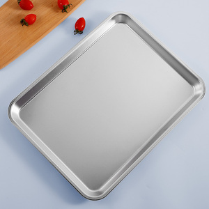 304日式不锈钢盘子长方形托盘厨房方盘家用深盘商用烤箱平底浅盘