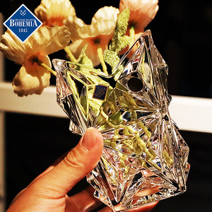 捷克BOHEMIA进口水晶玻璃床头柜餐桌小号单只插花瓶家用复古摆件