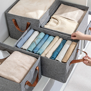 棉麻钢架可折叠衣服收纳箱手提家用整理箱衣柜收纳分层神器储物箱