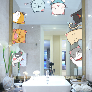 创意卫生间玻璃镜面镜子贴纸装饰个性小图案窗贴花防水墙贴画自粘