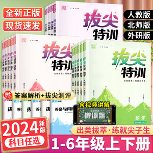 2024新版拔尖特训一三年级二四年级五六年级上册下册语文数学英语人教版北师版外研小学教材全解同步训练一课一练课时作业本练习册