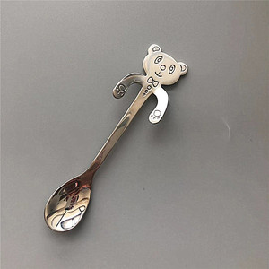 不锈钢咖啡勺透明玻璃小勺 长柄木勺家用咖啡勺可爱卡通勺子