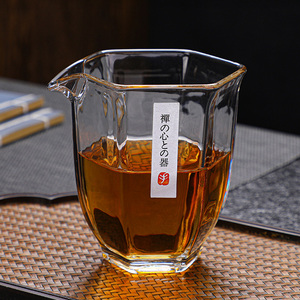 日式玻璃公道杯六边分茶器大容量耐高温加厚透明泡茶匀杯茶具配件