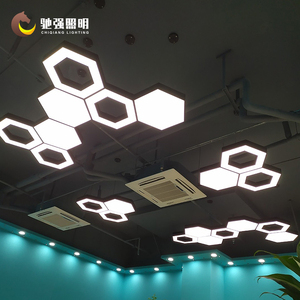 创意六边形蜂巢造型灯健身房舞蹈室网咖商场办公室异形工业风吊灯
