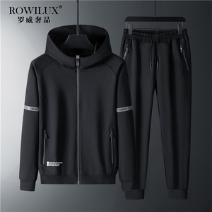 ROWILUX品牌休闲套装男士春季新款潮流卫衣运动束脚长裤两件套潮