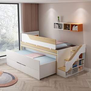 儿童半高床上下学习一体床小户型带拖床书桌省空间多功能组合定制