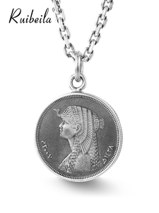 清货925银复古埃及硬币复刻吊坠时尚小巧项链潮比五毛硬币大