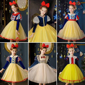 白雪公主裙子女童迪士尼秋冬加绒女孩cosplay圣诞节儿童节服装