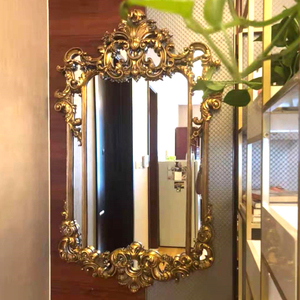 欧式法式雕贴金箔餐厅壁炉玄关装饰镜子走廊餐边客厅沙发背景墙镜