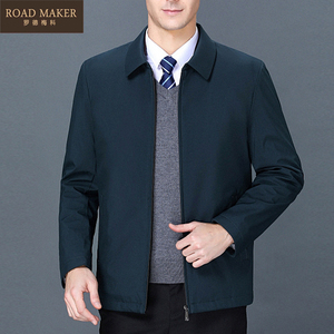 ROADMAKER男士棉服中年冬装商务翻领厚款纯色夹克保暖棉衣外套男