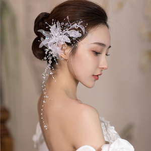 婚纱头饰新娘造型超闪晶珠发夹韩式大气超仙森系新款结婚礼服发饰