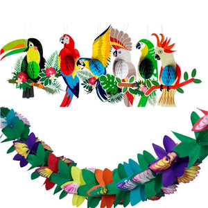 夏威夷派对装饰彩色纸拉花蜂巢鹦鹉挂饰生日聚会场景布置节庆吊饰