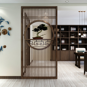 新中式实木屏风隔断客厅家用遮挡镂空装饰墙木格栅简约现代小户型