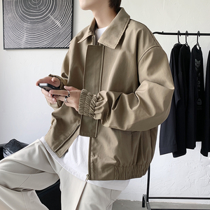 韩国2024春秋季新款垫肩廓形短版翻领夹克高级感外套男装轻奢潮流