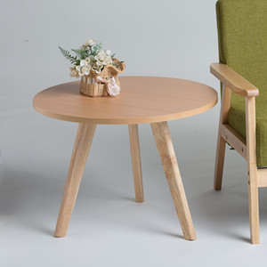 特价日式橡木沙发边几板式实木茶几圆形小桌咖啡桌北欧边桌花架