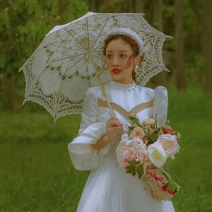 2021新款婚纱摄影道具法式白花边蕾丝伞公主洋伞女旅拍新娘太阳伞