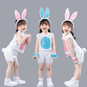 新款夏季儿童动物兔子演出服幼儿园卡通时尚舞蹈服大灰狼表演服装