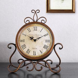 欧式复古钟表座钟客厅老式台式坐钟仿古美式桌面摆钟摆件家用时钟