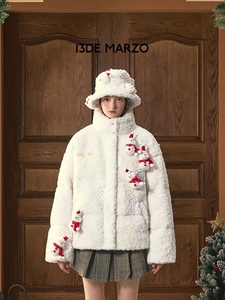 13DE MARZO罗云熙同款 秋冬男女圣诞限定 立体雪人玩偶摇粒绒外套