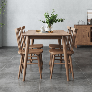 北欧全实木餐桌家用小户型白腊木长方形饭桌子简约原木餐桌椅组合