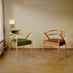 北欧轻奢餐椅家用凳休闲靠背椅网红铁艺现代餐厅奶茶酒店办公椅子