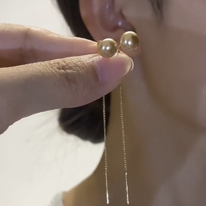 耳线珠珠2023年新款潮时尚气质百搭高级大气珍珠长款流苏耳环简约