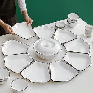 家用陶瓷团圆饭拼盘餐具组合套装年夜饭家庭聚餐过年圆形碗碟盘子