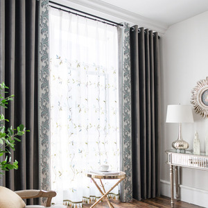 大厅卧室素色灰色绒布窗帘定制定做高档现代简约大气北欧纯色欧式