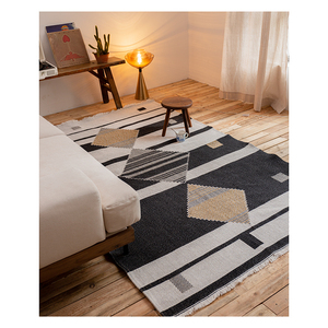 土耳其进口机织棉床边地毯长方形简约几何图案北欧卧室走廊长条毯