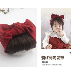 红色发带婴儿婴儿假发发带男童女宝宝百搭齐刘海头饰生日满月造型