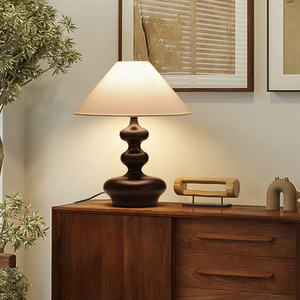 法式复古实木中古台灯美式新中式侘寂风设计师卧室床头柜灯高级感