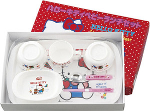 日本制进口卡通kitty托马斯火车儿童餐具礼盒辅食套装盘碗筷勺子