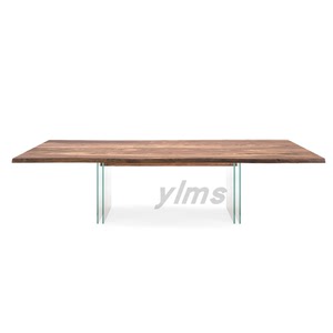 意式极简黑胡桃餐桌现代简约长方形实木桌子IKON桌老板总裁办公桌