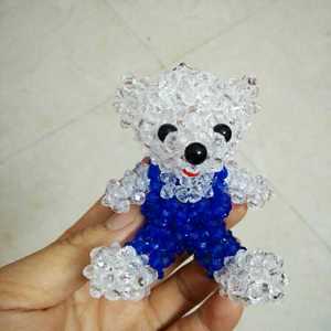 DIY手工串珠泰迪熊材料包小熊学生熊 礼物坐姿熊包包挂件穿珠成品