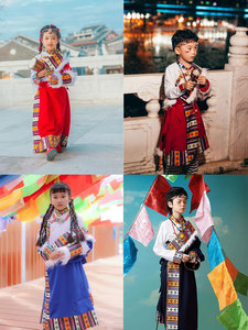 新款儿童藏族服装男童女童舞蹈演出服西藏旅拍写真少数民族风藏袍