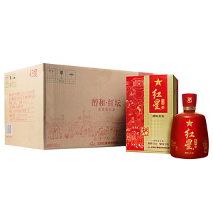 北京红星二锅头白酒 百年醇和红坛兼香型43度500ml*6瓶礼盒整箱装