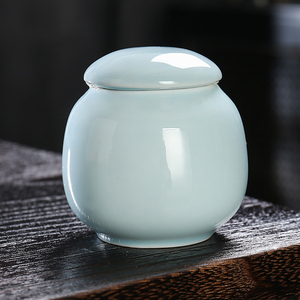中式迷你陶瓷茶叶罐小号便携式随身旅行药膏香粉密封罐子茶空包装