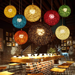 麻球吊灯创意鸟巢圆形餐厅吊灯个性网吧酒吧藤编织吧台吊灯装饰灯
