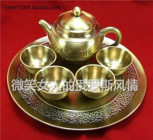 特价Z3银锡金属茶具套装6件青古铜色酒茶壶碗托盘竹林子优雅质感