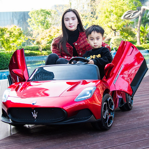 玛莎拉蒂儿童电动车遥控汽车双人玩具车可坐大人小孩宝宝高端童车