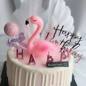 蛋糕装饰摆件大号火烈鸟插件天鹅生日蛋糕装饰摆件羽毛烘焙插牌