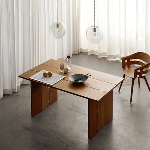 北欧小户型实木折叠桌瑞典橡木长方形黑胡桃木餐桌小户型家用客厅