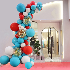 加厚蒂芙蓝红色气球链组合中式喜庆生日装饰店铺开业庆典布置汽球